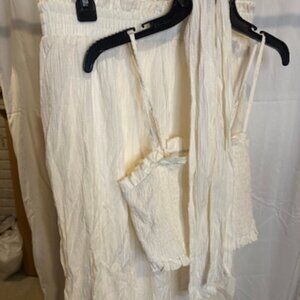 SHEIN Curve 3-Piece Set – Smocked Crop Top, Maxi Skirt & Matching Scarf/Wrap 1X